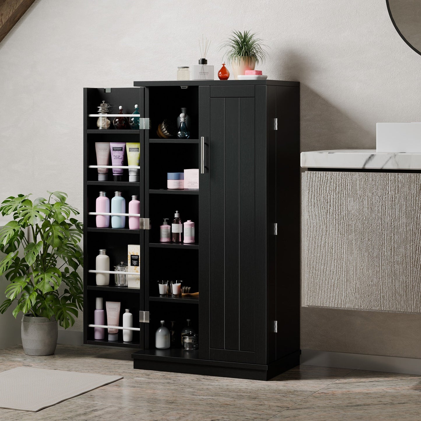 Futzca 47in Pantry Cabinet, Wooden Kitchen Storage Cabinets