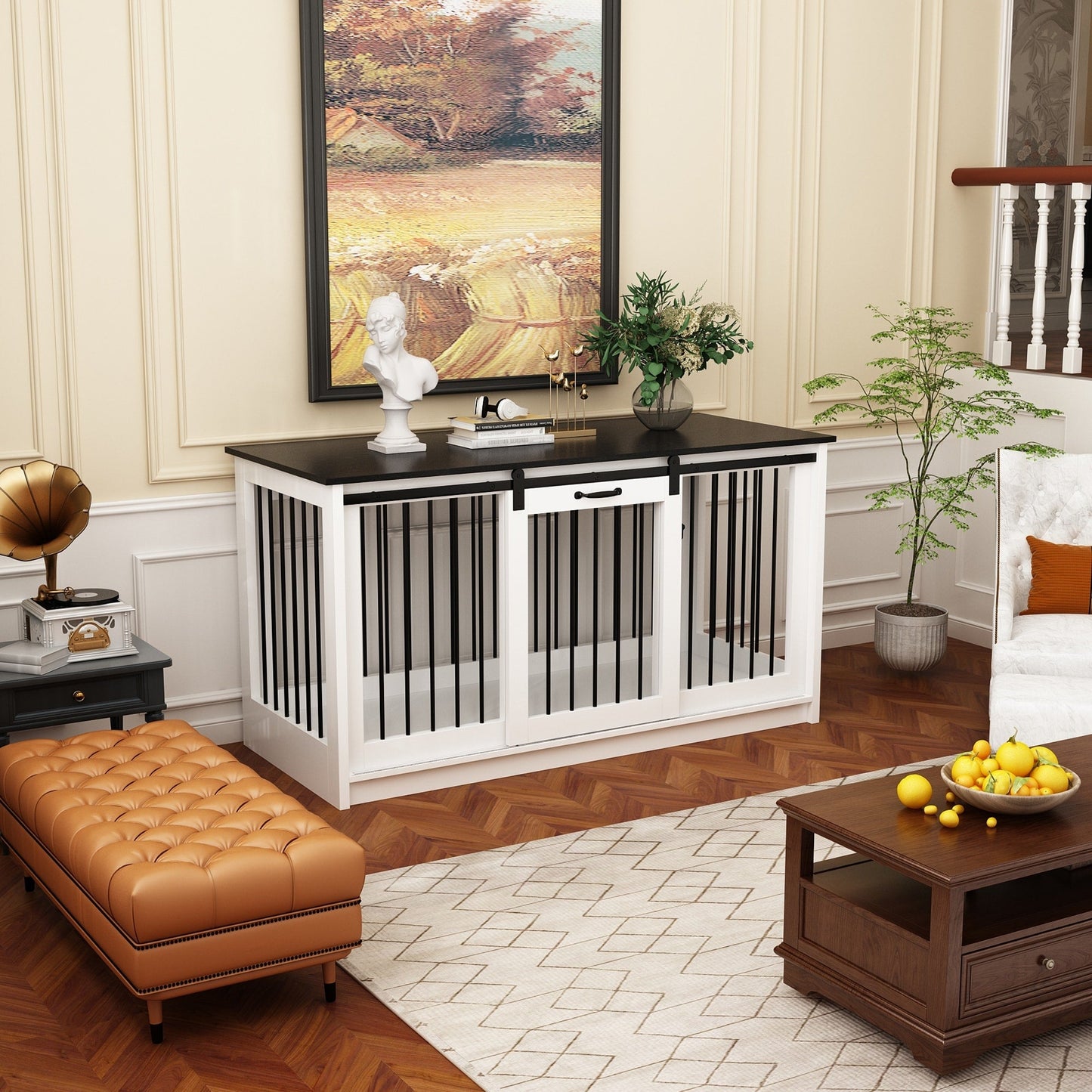 Pet Residence with Iron Tube Reinforcement Stylish & Sturdy Dog Crate