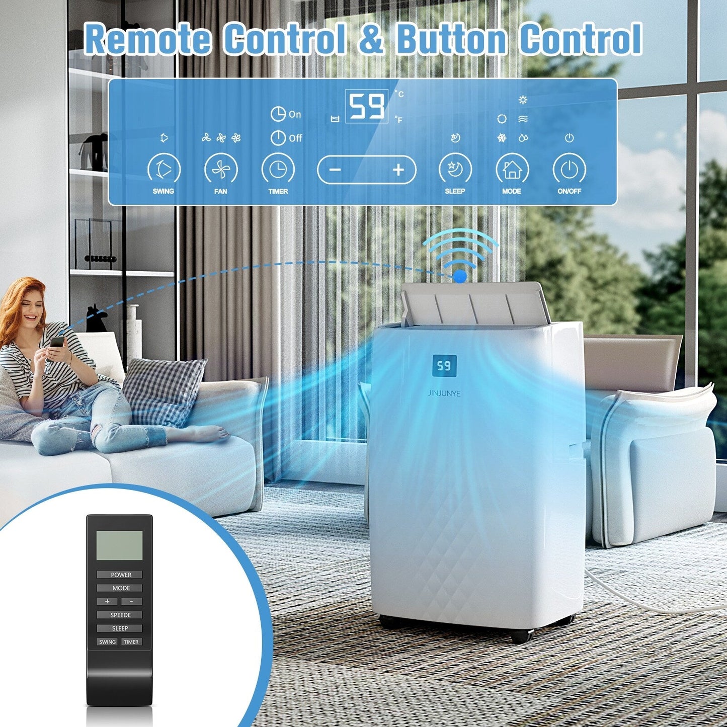 Portable Air Conditioner with Heater – 12000 BTU Cooling & 10000 BTU Heating for Rooms up to 700 Sq.Ft