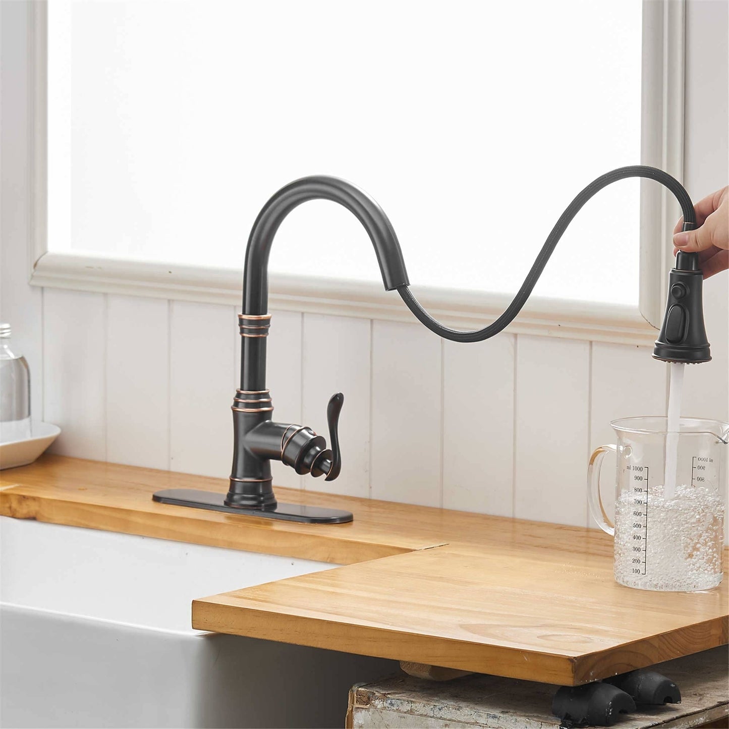 Pull Down Kitchen Faucet Single Handle Modern One Hole Kitchen Sink Faucets With Pull Down Sprayer Basin Tap With Deck Plate