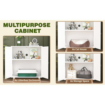 Cat Litter Box Enclosure Cat House Side Table Door Cabinet Bookcase
