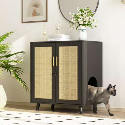 Cat Litter Box Enclosure Cat House Side Table Door Cabinet Bookcase