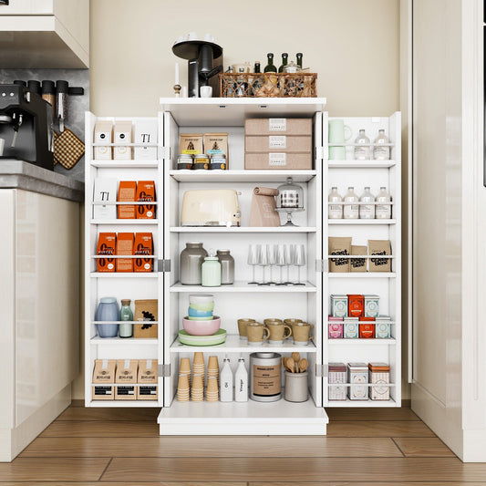 Futzca 47in Pantry Cabinet, Wooden Kitchen Storage Cabinets