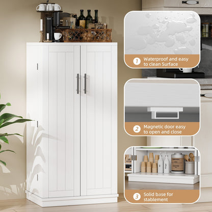 Futzca 47in Pantry Cabinet, Wooden Kitchen Storage Cabinets