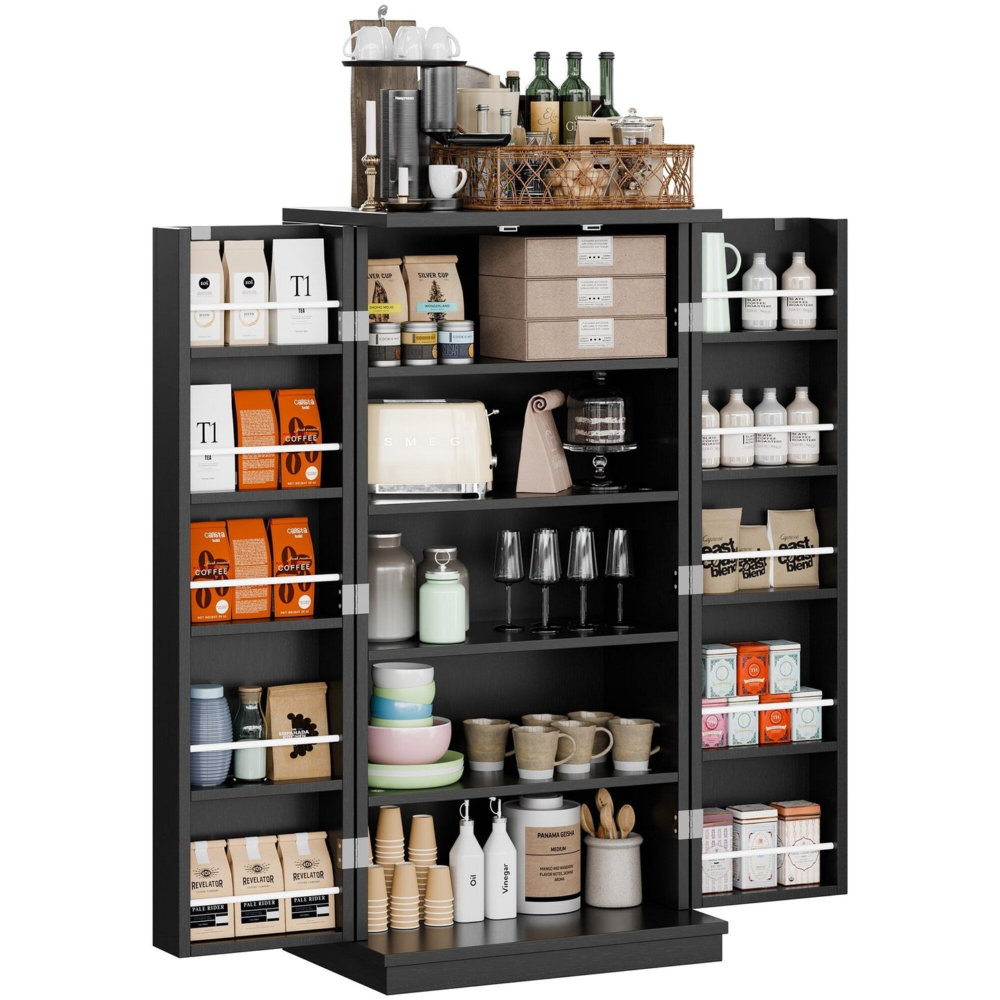 Futzca 47in Pantry Cabinet, Wooden Kitchen Storage Cabinets
