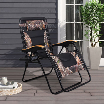 Oversize XL Padded Zero Gravity Lounge Chair Wider Armrest Adjustable Recliner with Cup Holder - N/A