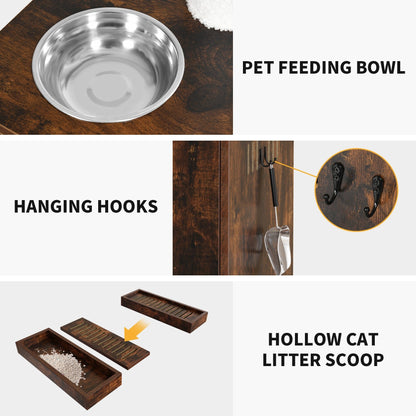 Moasis Double Cat Litter Box Enclosure with Scratching Post Cat Tree