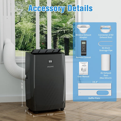 Portable Air Conditioner with Heater – 12000 BTU Cooling & 10000 BTU Heating for Rooms up to 700 Sq.Ft