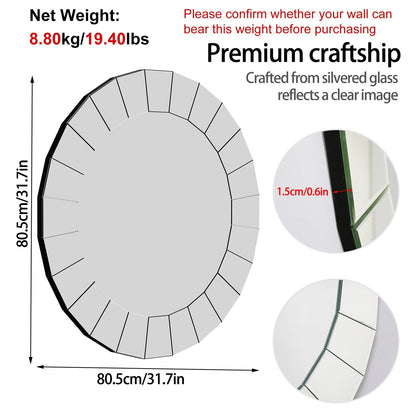 Round Wall Decor Art Glass Mirror Accent Venetian Ornate Mirror - 32x32